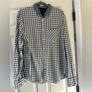 Rag & Bone designer check gray & white button shirt XL